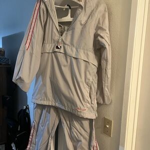 Nike White Tracksuit with Red Stripes